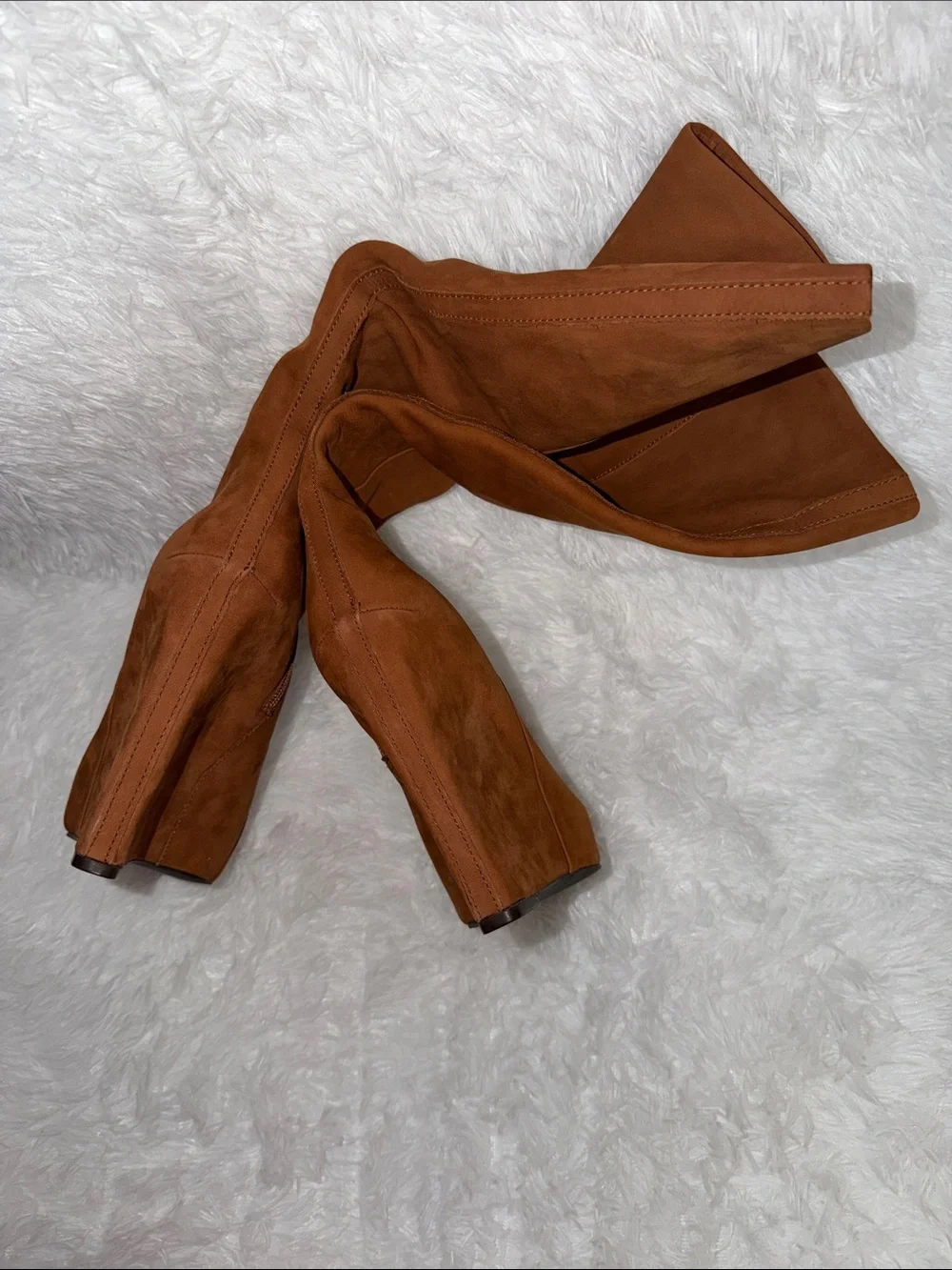 Boutique 9 Cognac Suede Tall Platform Wedge Boots Size 9 NWOT